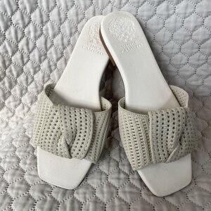 Vince Camuto Cream Knit Twist Slide Mules